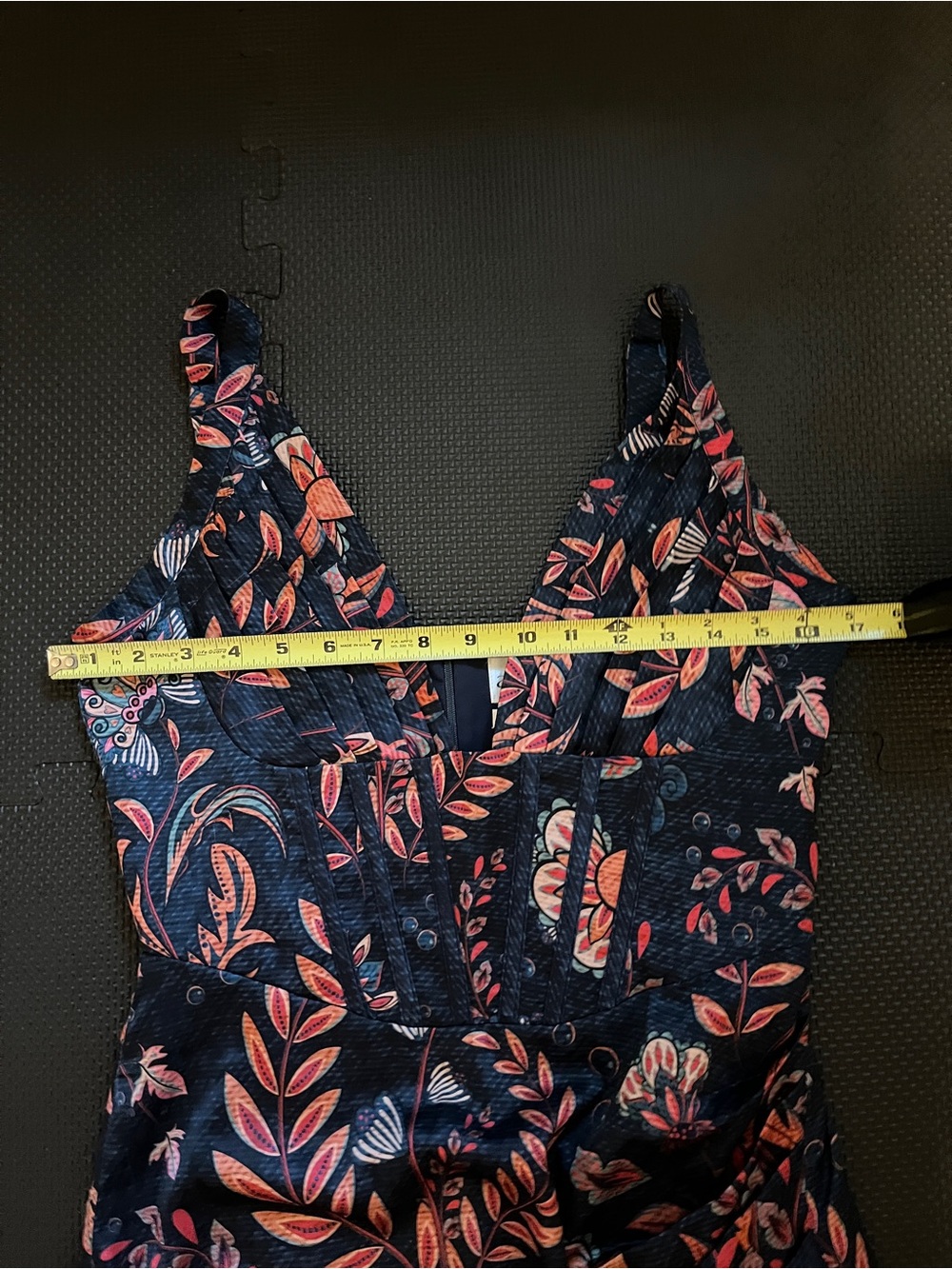 Averie Like New Halley Draped Midi Dress Flowery Print on Cobalt Blue Small - Picture 3 of 7